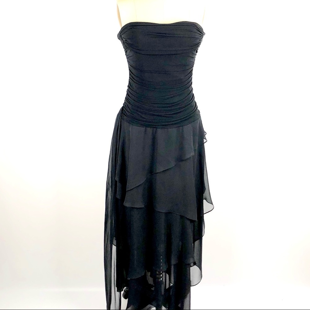 BCBGMaxAzria Black Chiffon Gown